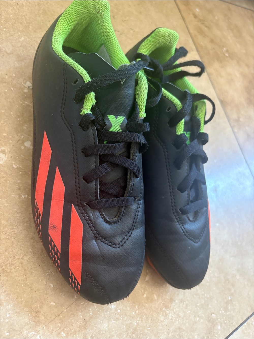 adidas Kids Black Sneakers with Green Interior and Red Stripes